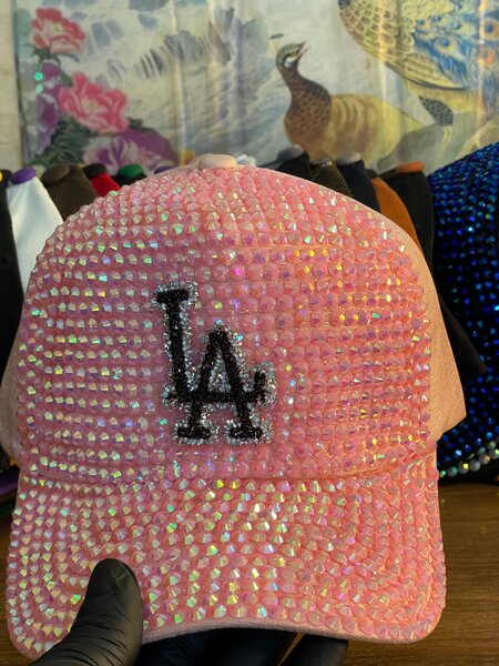 Casquette strass rose glamour