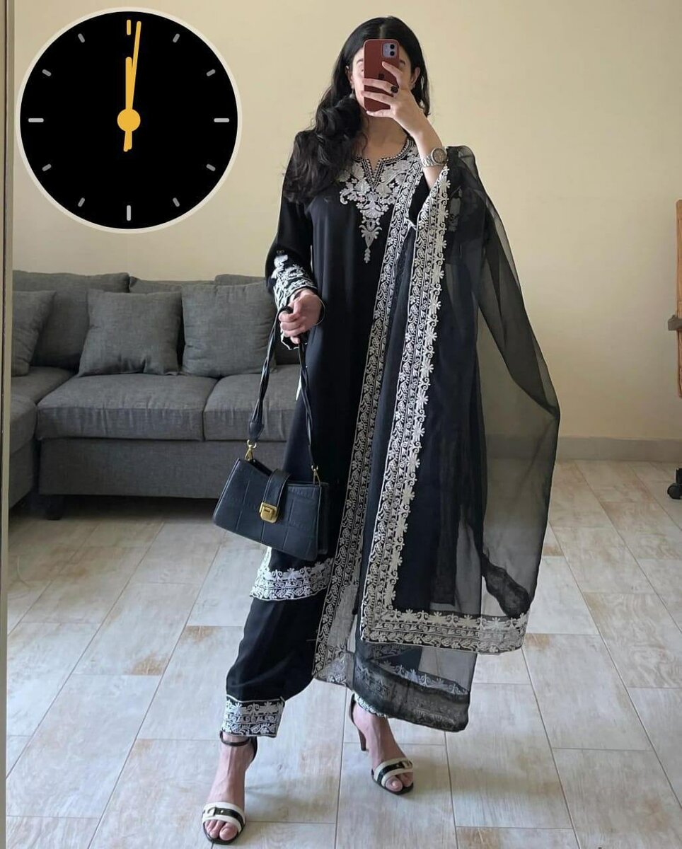 Stunning women's Stitched embroidery organza 3 pcs suit