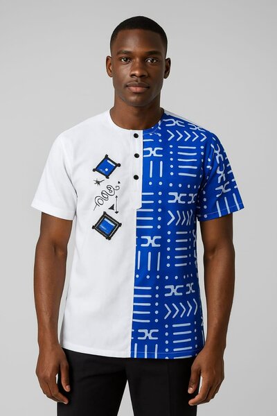 Chemise enpagne bleu blanc