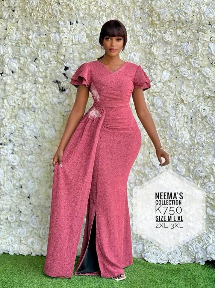 Beautiful women 's long pink dress