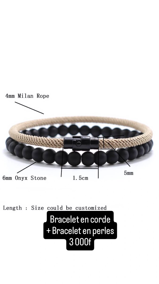 BRACELET EN CORDE AVEC PERLES