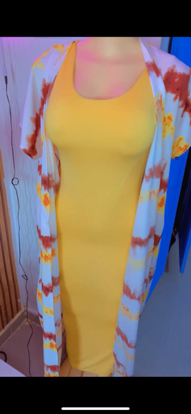 Ensemble robe jaune et kimono