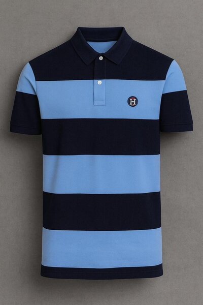 Polo à rayures bleu marine