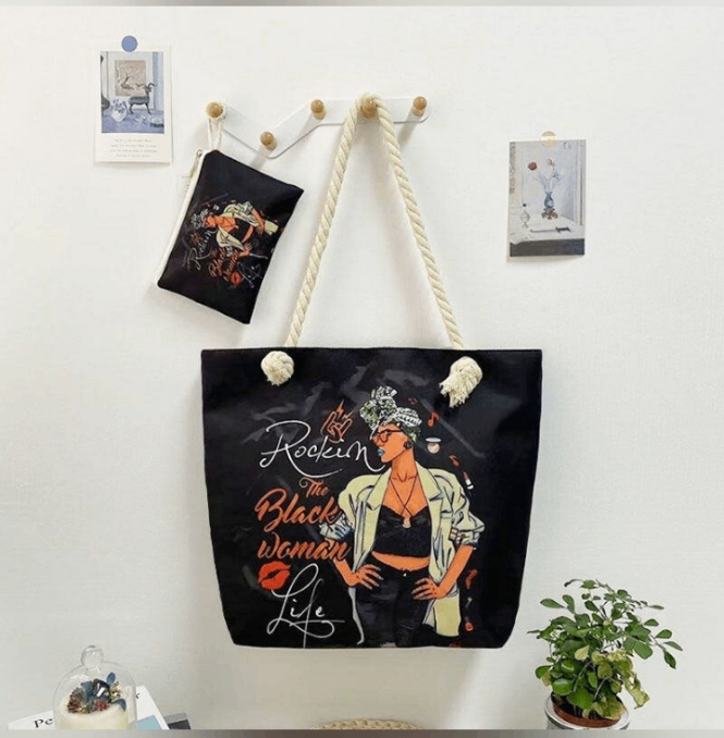 Maxi tote bag with purse