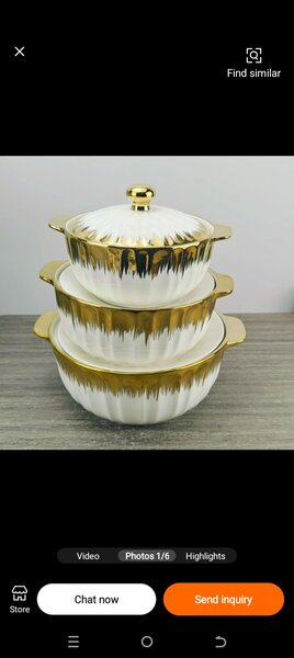 Ensemble de casseroles en céramique dorée