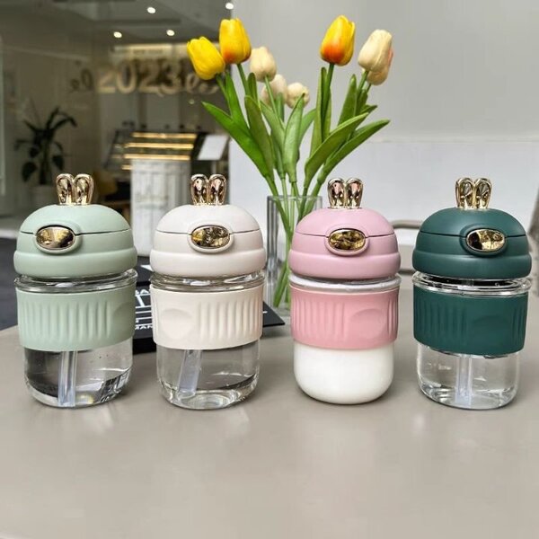 Rabbit straw water bottle(it glass)