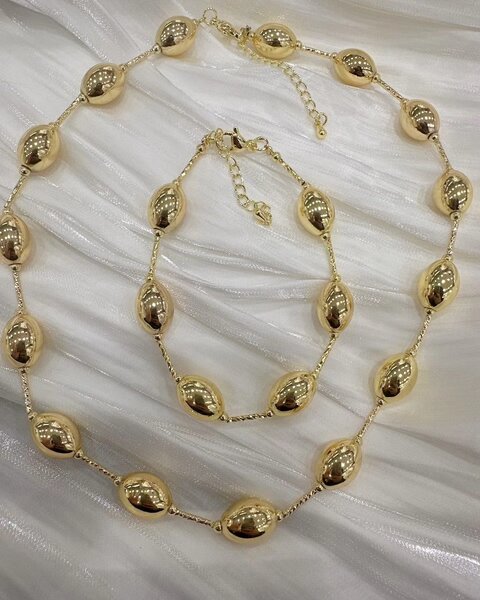 Elegant Gold Bead Necklace Set