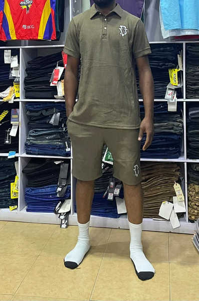 suit t-shirt with khaki shorts