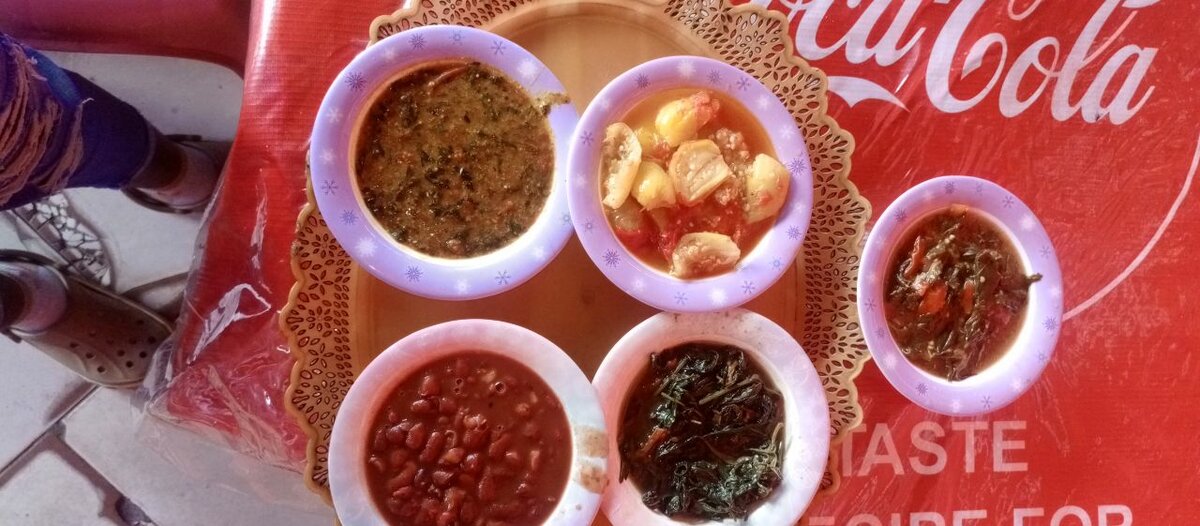 Kalembula, impwa, okra with groundnut,beans
