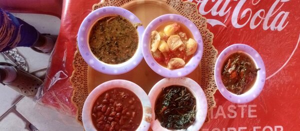 Kalembula, impwa, okra with groundnut,beans