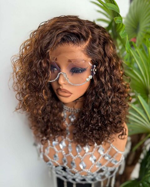 时尚水波卷棕色假发