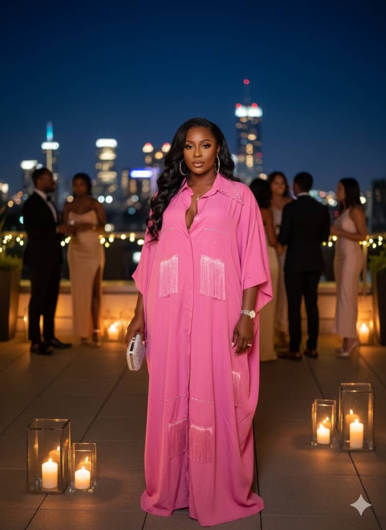 Robe kaftan rose élégante