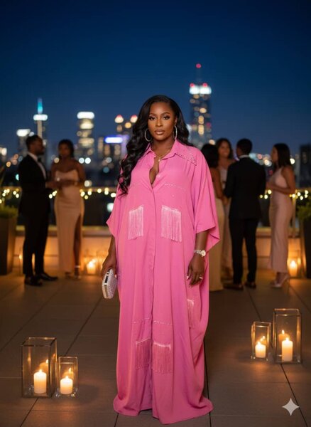 Robe kaftan rose élégante