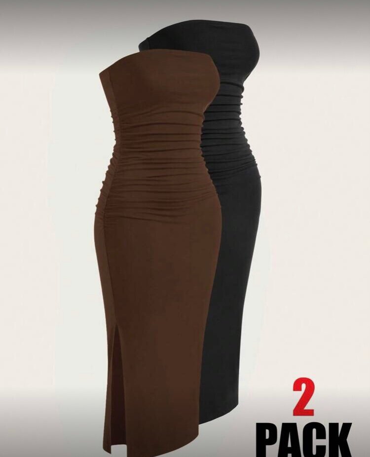 Robe moulante sans bretelles x2