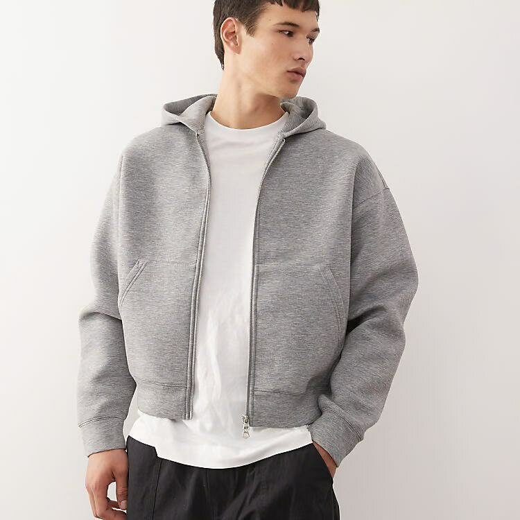Sweat à capuche zippé gris