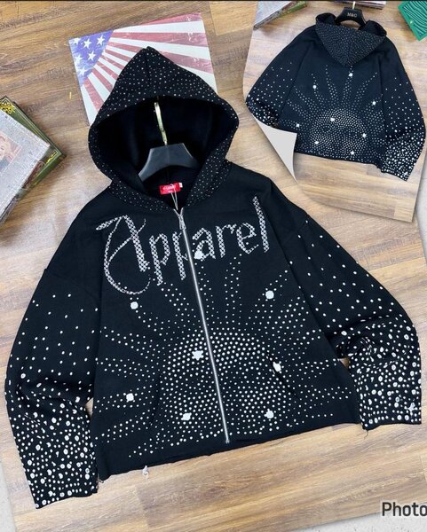 Veste à capuche strass mode