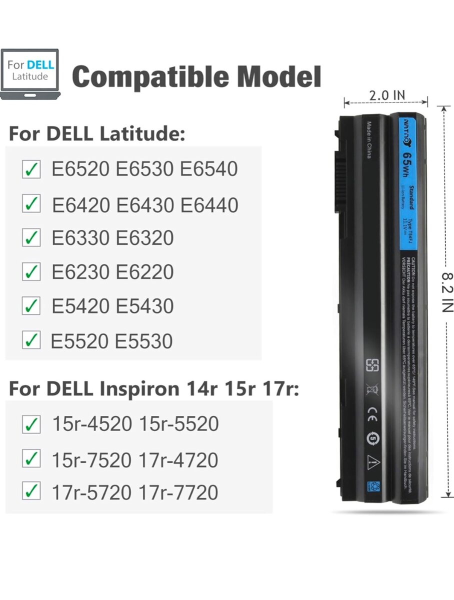 T54FJ 8858x Laptop Battery for Dell Latitude E6420 E6440 E64