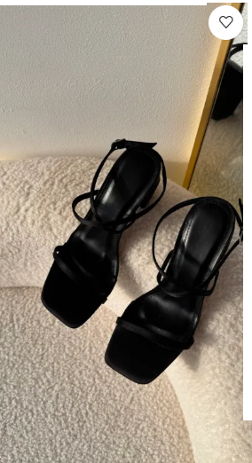 Odelia Black Ankle Strap Block Heels