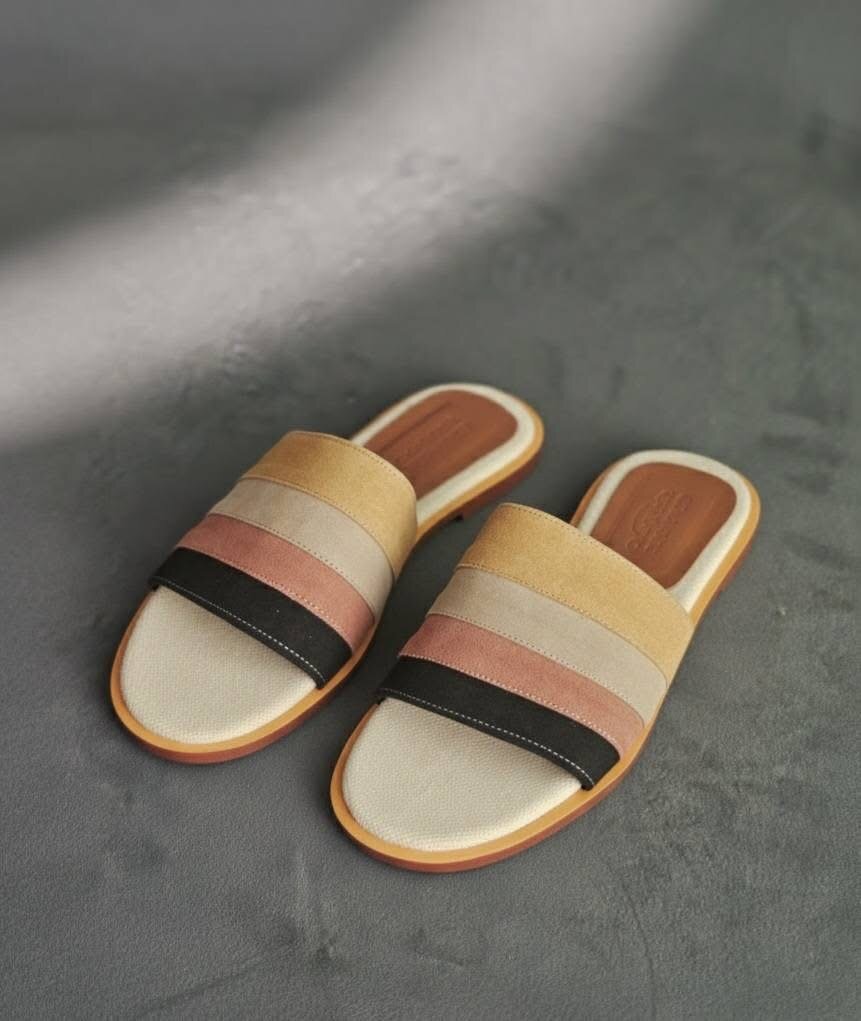 Mules rayées décontractées