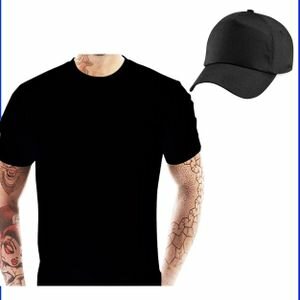T-Shirt Coton + Casquette Noir
