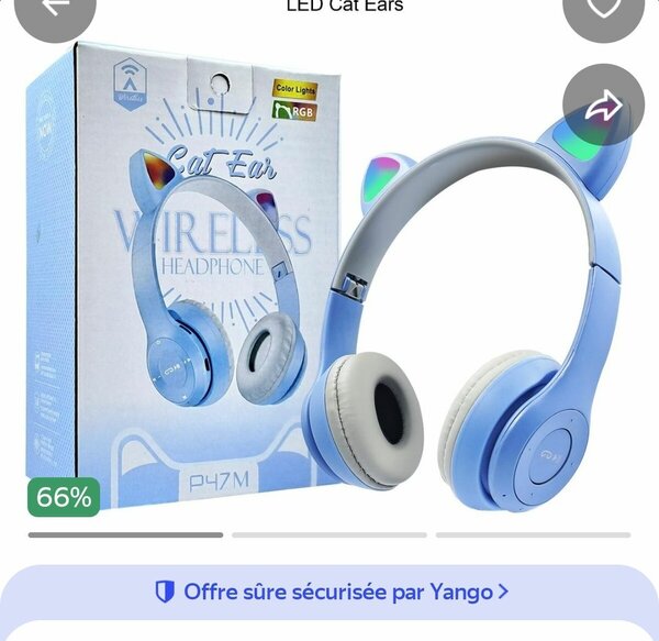 Casque Audio LED Oreilles p47m