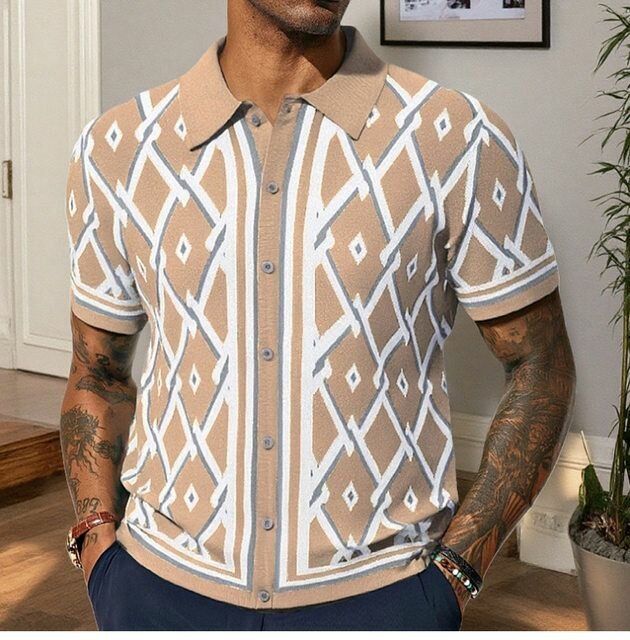 Polo en tricot à motifs géométriques