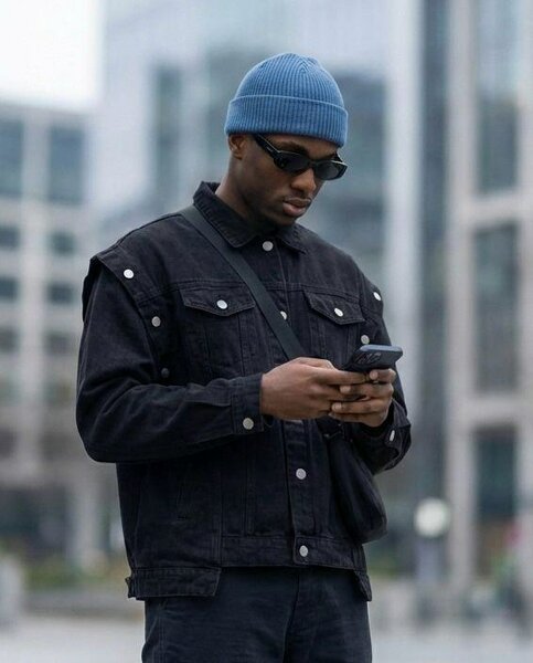 Veste en denim noir homme