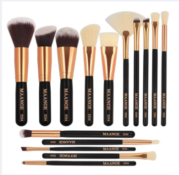 MAANGE 15 Pcs Professional Makeup Brushes Set Powder Foundation Eye shadow Blush Blending Lip Make Up Beauty Cosmetic Tool Kit