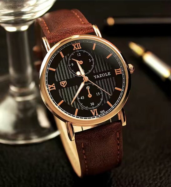 Yazole Mens Leather Watch