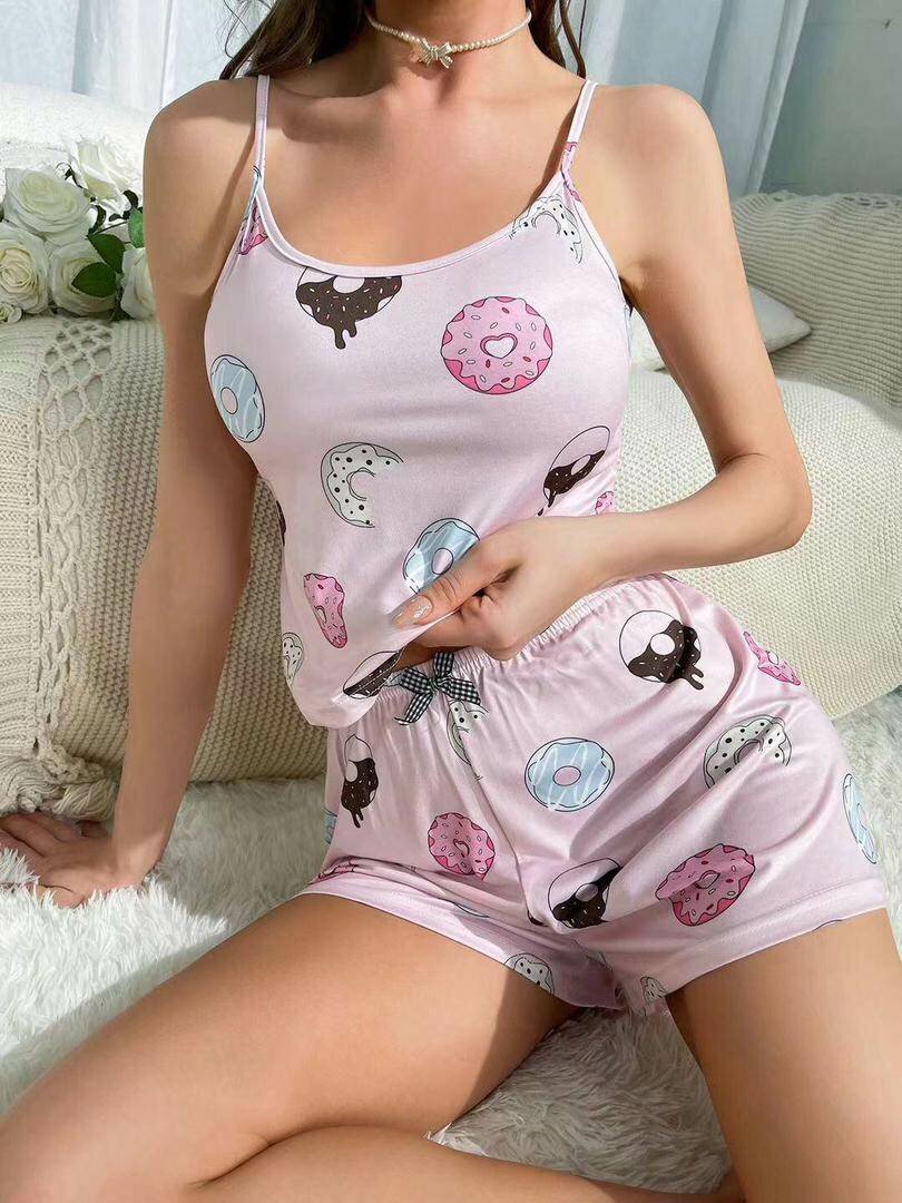 Donuts Graphic Pajama Set