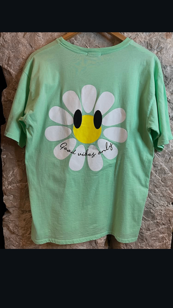 T-shirt en coton vert "Good Vibes"