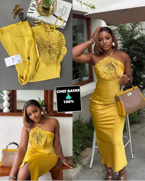 Robe jaune élégante soirée