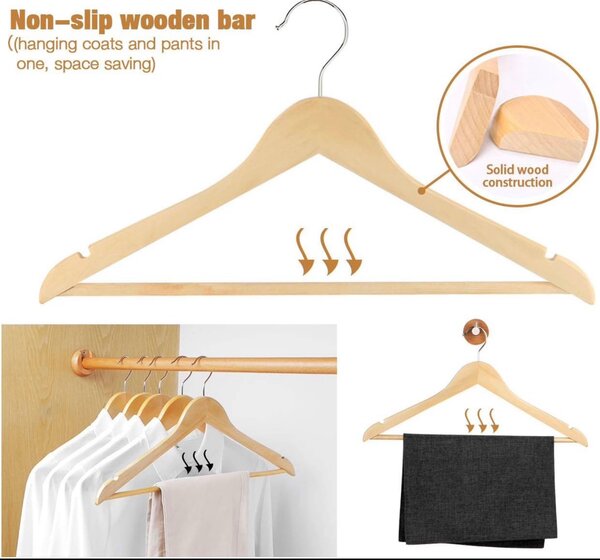 LOT DE 10 CINTRES EN BOIS