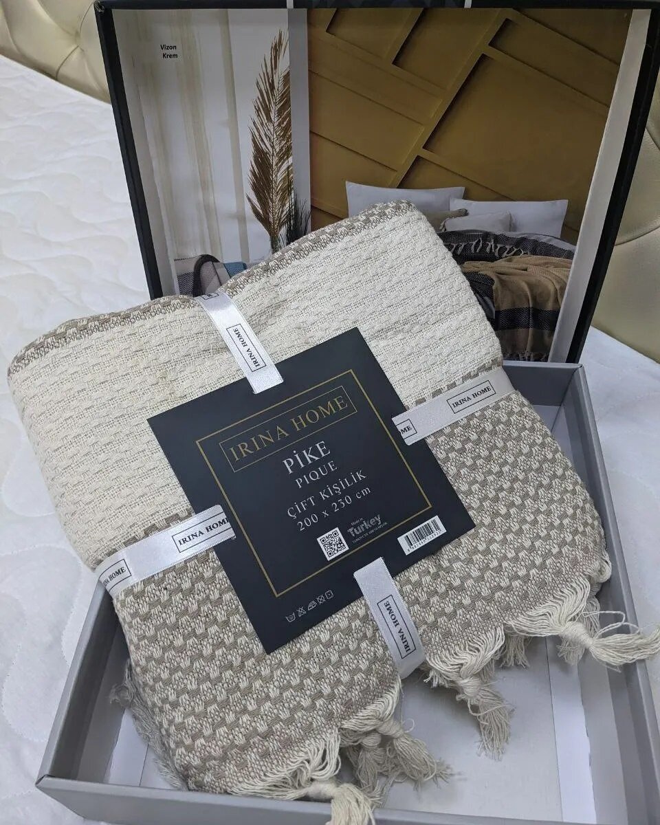 Хлопковые пледы пике с кисточками