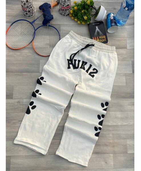 Pantalon de jogging homme blanc avec motifs