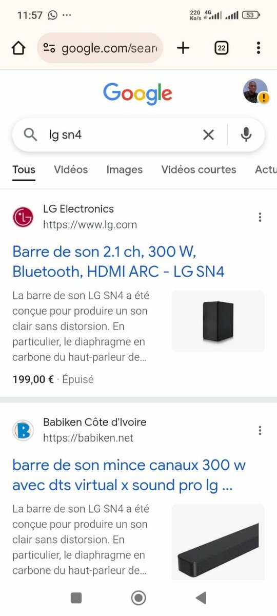 Barre de son avec caisson