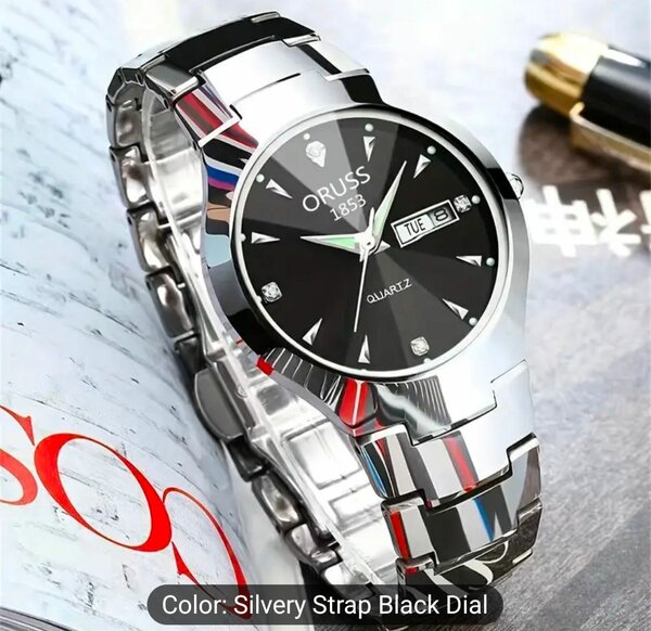 Ceramic silver couple watch | Couple watches | Casual watch