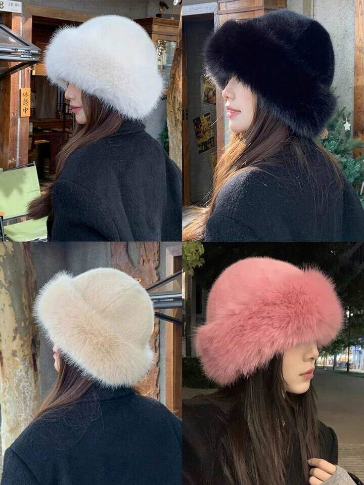 Chapeaux en fausse fourrure colorés
