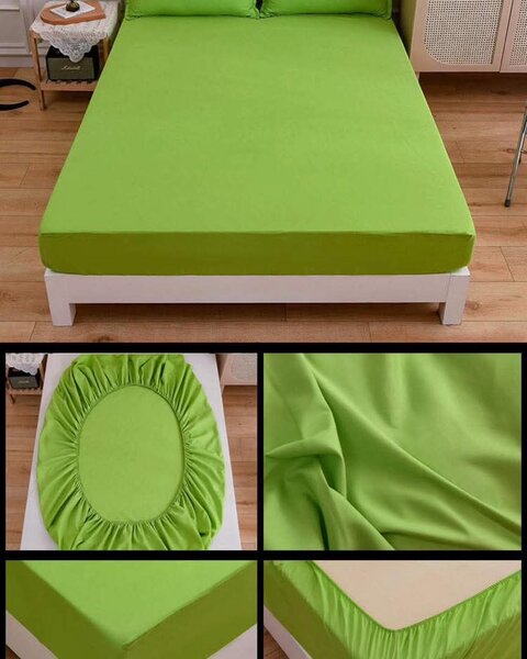 Drap-housse vert en coton 3P