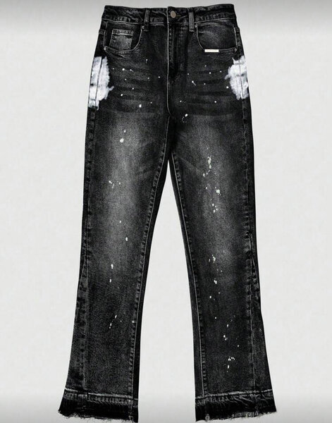 Jean droit noir délavé