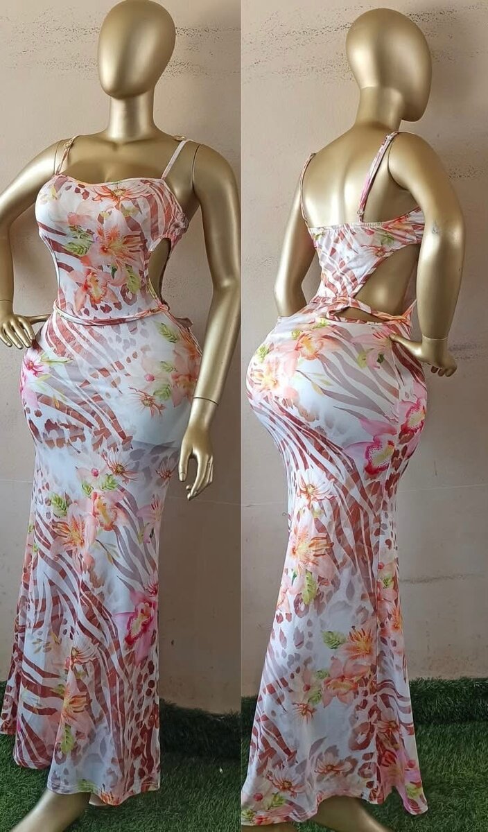 Robe longue à rayures