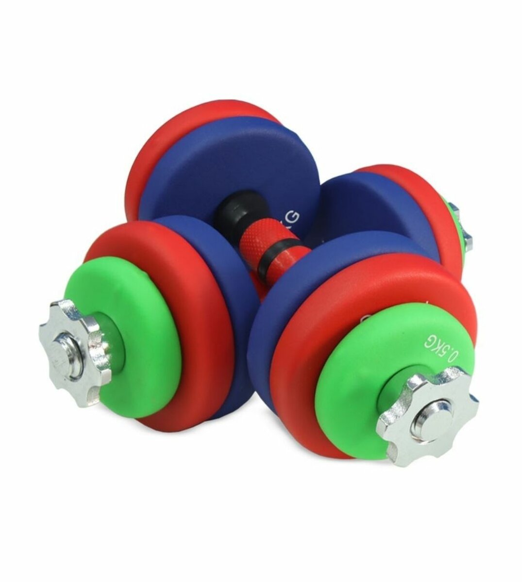 15KG 2-IN-1 ADJUSTABLE RUBBER-COATED DUMBBELLS SET