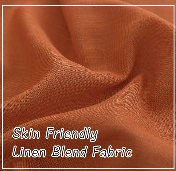 Burnt Orange Linen Back Tab Curtains
