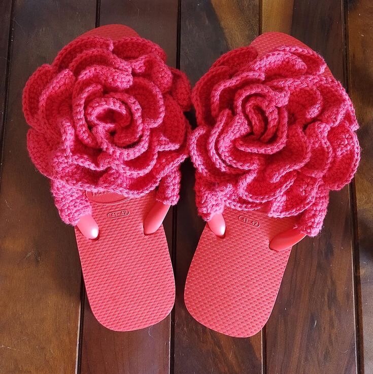 Tongs Crochet Fleurs Fantaisie