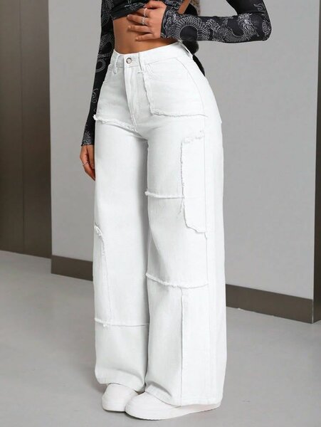 Cargo jeans blancs femme