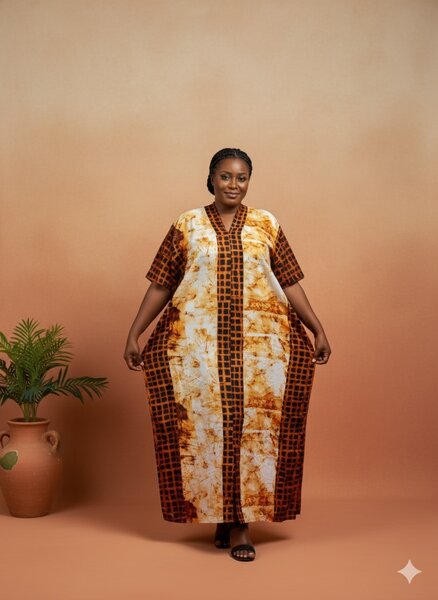 Robe caftan longue colorée