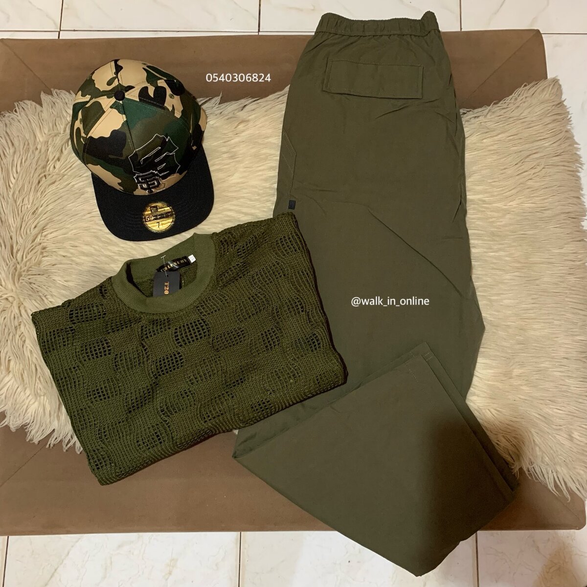 One top, long Parker and a cap