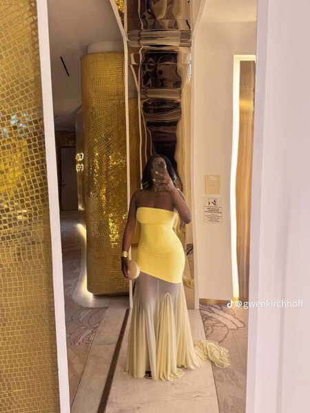 Robe Longue Épaules Dénudées Jaune