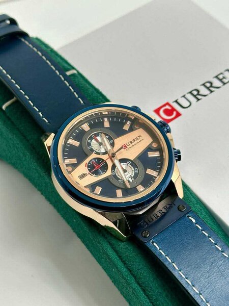 Montre Homme Cuir Bleu Elegant