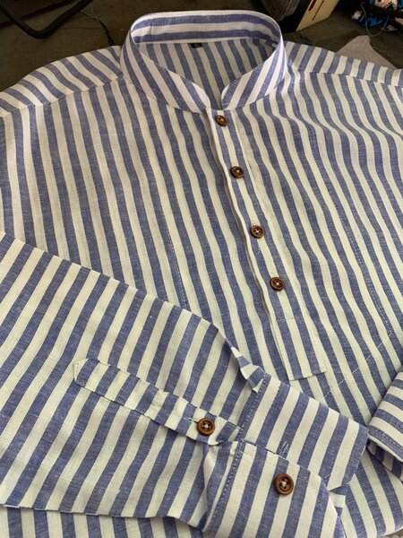 Chemise rayée col mao